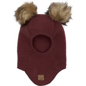 Mikk-line Wool Fullface w. Pom Pom, Dark Brown Melange