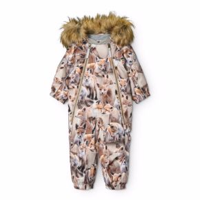 Molo Pyxis fur snowsuit, playing foxes