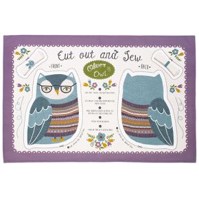 Cut&sew -tea towel, Oliver the owl