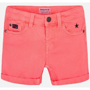 Mayoral boys' denim shorts, neon salmon