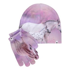 Molo Kaya set of beanie and gloves, dream horses