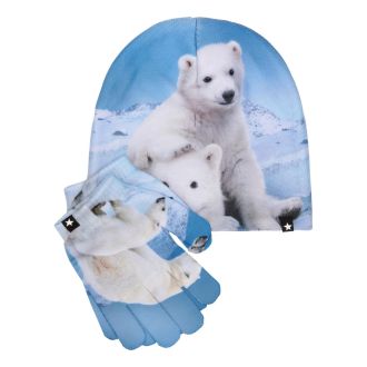 Molo Kaya set of beanie and gloves, polar cubs